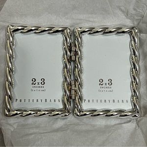 NEW Pottery Barn Accents Metal Rope Frame, Silver - displays two 2x3